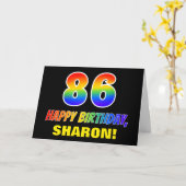 86誕生日:はっきりした,おもしろい,シンプル虹, 86 カード (黄色い花)
