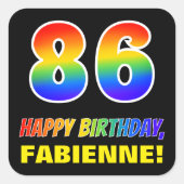 86誕生日:はっきりした,おもしろい,シンプル虹, 86 スクエアシール (正面)