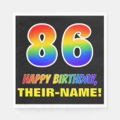 86誕生日:はっきりした,おもしろい,シンプル虹, 86 スタンダードランチョンナプキン (正面)