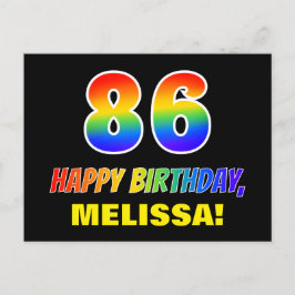 86誕生日:はっきりした,おもしろい,シンプル虹, 86 ポストカード