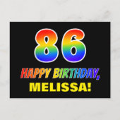86誕生日:はっきりした,おもしろい,シンプル虹, 86 ポストカード (正面)