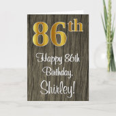 86誕生日:エレガントフェイク金ゴールドルック#,フェイク Wood カード (正面)