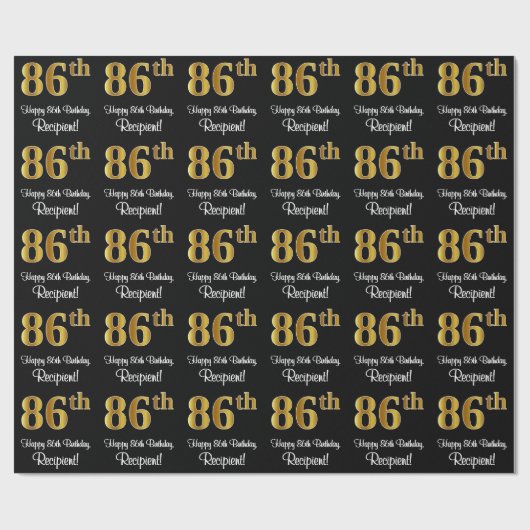 86誕生日:エレガント豪華なフェイク金ゴールドルック# ラッピングペーパー (フラット)