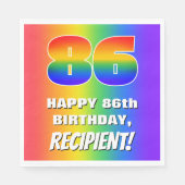 86誕生日: カラフル、おもしろいレインボーパターン# 86 スタンダードランチョンナプキン (正面)