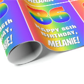 86誕生日: カラフル、おもしろいレインボーパターン# 86 ラッピングペーパー (ロールコーナー)