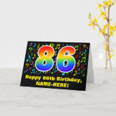 86誕生日:カラフルMusic Symbols & Rainbow 86 カード (黄色い花)