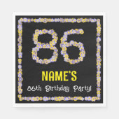 86誕生日:フローラ花数名前をカスタムする スタンダードランチョンナプキン (正面)