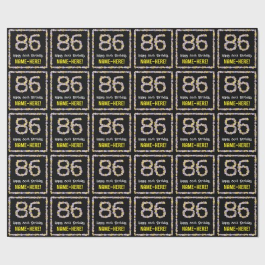 86誕生日:フローラ花数名前をカスタムする ラッピングペーパー (シーム)