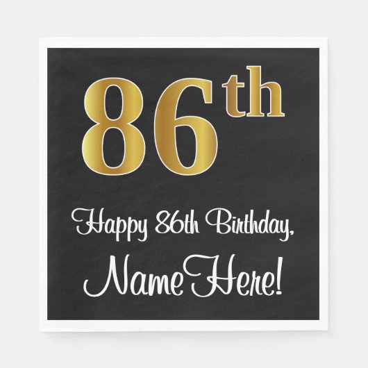 86誕生日~ラグジュアリーエレガントなフェイク金ゴールドルック# スタンダードランチョンナプキン (正面)