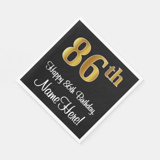 86誕生日～ラグジュアリーエレガントなフェイク金ゴールドルック# スタンダードランチョンナプキン (角)