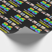 86誕生日：レインボー「86」、写真カスタムと名前 ラッピングペーパー (角)