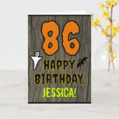 86誕生日:不気味ハロウィーンテーマ、名前をカスタムする カード (黄色い花)