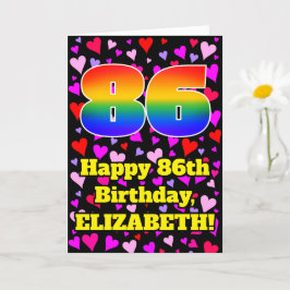 86誕生日：愛するハートパターン、虹# 86 カード