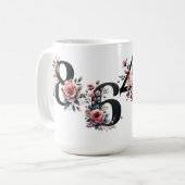 8647アンチトランプブラックレタリング&ピンクの花 コーヒーマグカップ (正面左)