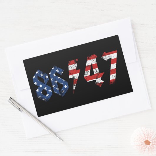 8647アンチトランプレトロヴィンテージ80sロックスタイル 長方形シール (封筒)