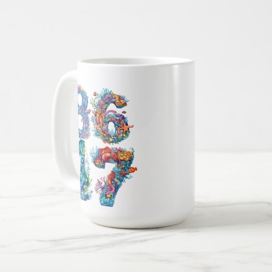 8647アンチトランプ海をテーマにした数値 コーヒーマグカップ (正面左)