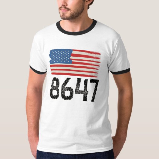 8647アンチトランプ米州旗の政治声明 Tシャツ (正面)