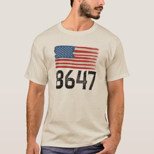 8647アンチトランプ米州旗の政治声明 Tシャツ (正面)