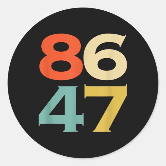 8647アンチトランプ86 47レトロ阻害薬47アンチトランプ ラウンドシール (正面)