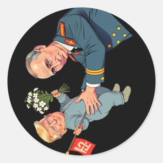 8647アンチトランプFoxtrots Deltas Tangos Impach Ant ラウンドシール (正面)