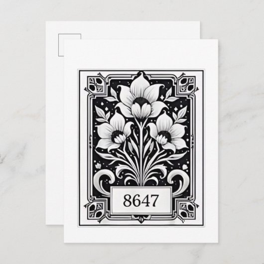 8647微妙なアンチトランプアンチMAGA 86 47フローラボー インビテーションポストカード (正面/裏面)