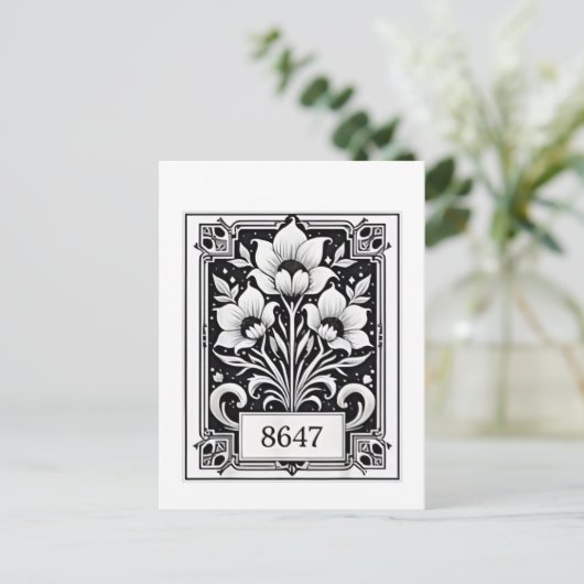 8647微妙なアンチトランプアンチMAGA 86 47フローラボー インビテーションポストカード (スタンド正面)