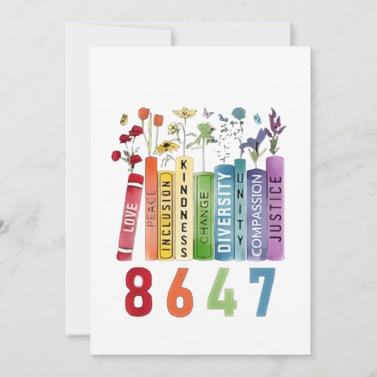 8647微妙なアンチトランプアンチMAGA 86 47フローラLGBT サンキューカード (正面)