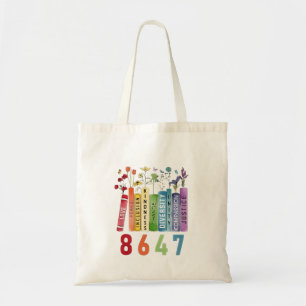8647微妙なアンチトランプアンチMAGA 86 47フローラLGBT トートバッグ