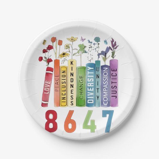 8647微妙なアンチトランプアンチMAGA 86 47フローラLGBT ペーパープレート (正面)