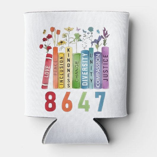 8647微妙なアンチトランプアンチMAGA 86 47フローラLGBT 缶クーラー (正面)