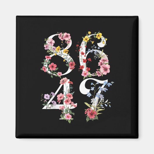 8647繊細なアンチ45 47 おもしろい 86 47フローラボホFem マグネット (正面)