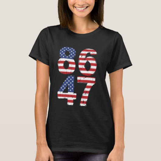 8647 86 47フラグ女性 Tシャツ (正面)