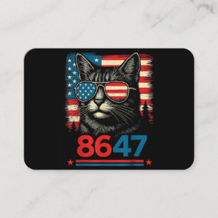 8647 86 47 面白い猫 アメリカ国旗 サングラス メンズ レディース 名刺