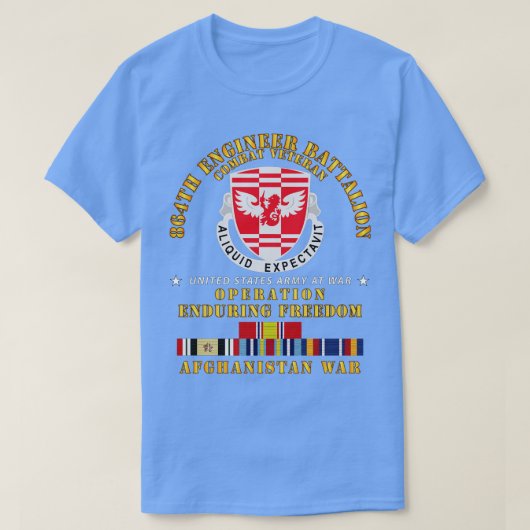 864th Eng Bn永続的な自由退役軍人w AFGHAN SVC Tシャツ (デザイン正面)