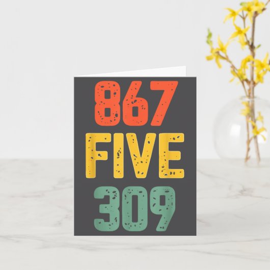 867 Five 309 Retro Music Number Funny 80s Throwbac カード (黄色い花)