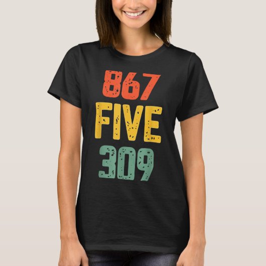867 Five 309 Retro Music Number Funny 80s Throwbac Tシャツ (正面)