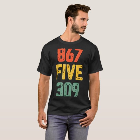 867 Five 309 Retro Music Number Funny 80s Throwbac Tシャツ (正面フル)