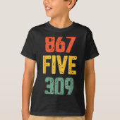 867 Five 309 Retro Music Number Funny 80s Throwbac Tシャツ (正面)