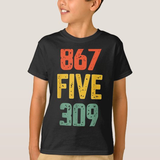 867 Five 309 Retro Music Number Funny 80s Throwbac Tシャツ (正面)