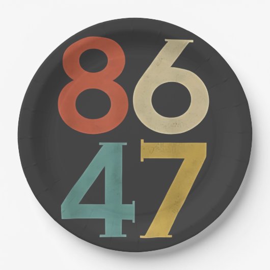 86 47ダンプトランプクールレトロアンチ – トランプ ペーパープレート (正面)