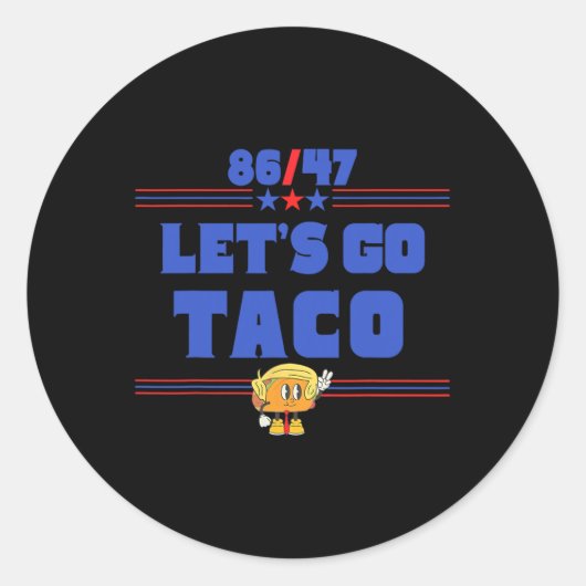 86 47レッツゴー米国旗86 47愛国心おもしろい ラウンドシール (正面)