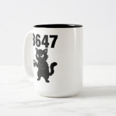 86 47 かわいい怒った黒猫コーヒー抗議レジスト ツートーンマグカップ (正面左)