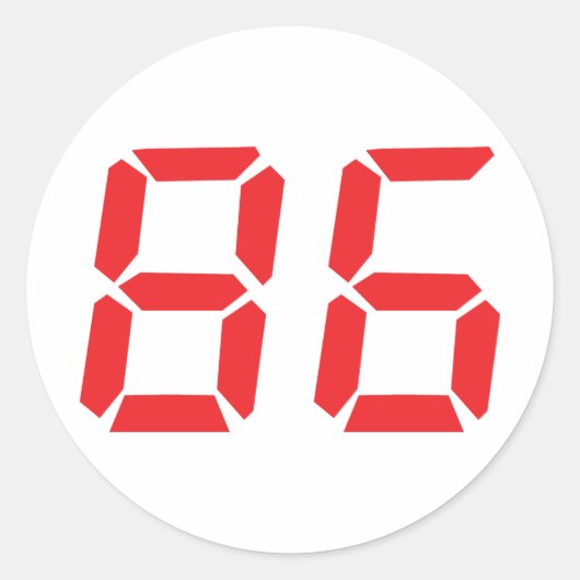 86 86赤アラーム時計のデジタル番号 ラウンドシール (正面)