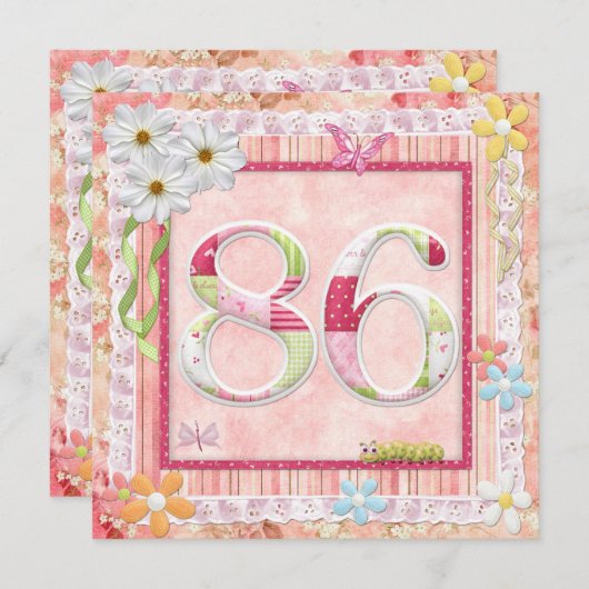 86thバースデーパーティースクラップブック作りスタイル 招待状 (正面/裏面)