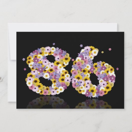 86thバースデーパーティー、花の文字 招待状 (正面)