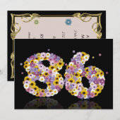 86thバースデーパーティー、花の文字 招待状 (正面/裏面)