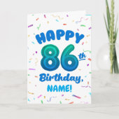 86th Balloon Number Custom Name Birthday Card カード (正面)