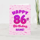 86th Balloon Number Custom Name Birthday Card カード (正面)