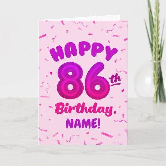86th Balloon Number Custom Name Birthday Card カード (正面)
