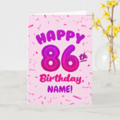 86th Balloon Number Custom Name Birthday Card カード (黄色い花)